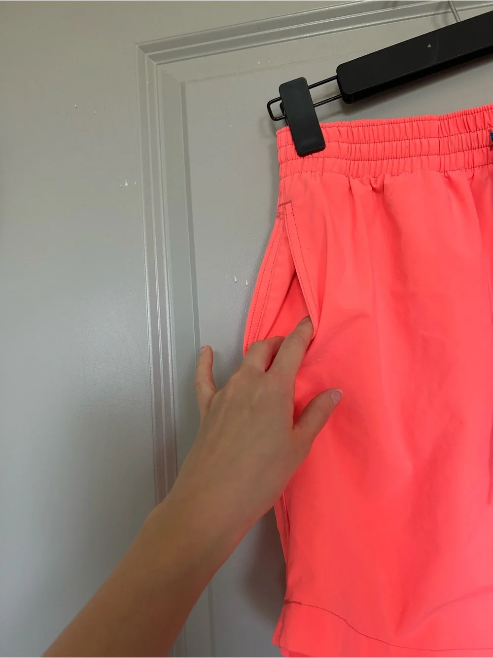 Men's Tyler’s Bright Coral Swim Trunks with Blue Drawstring